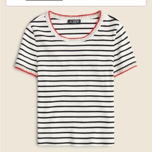 Vintage rib shrunken T-shirt with contrast stitch in Stripe